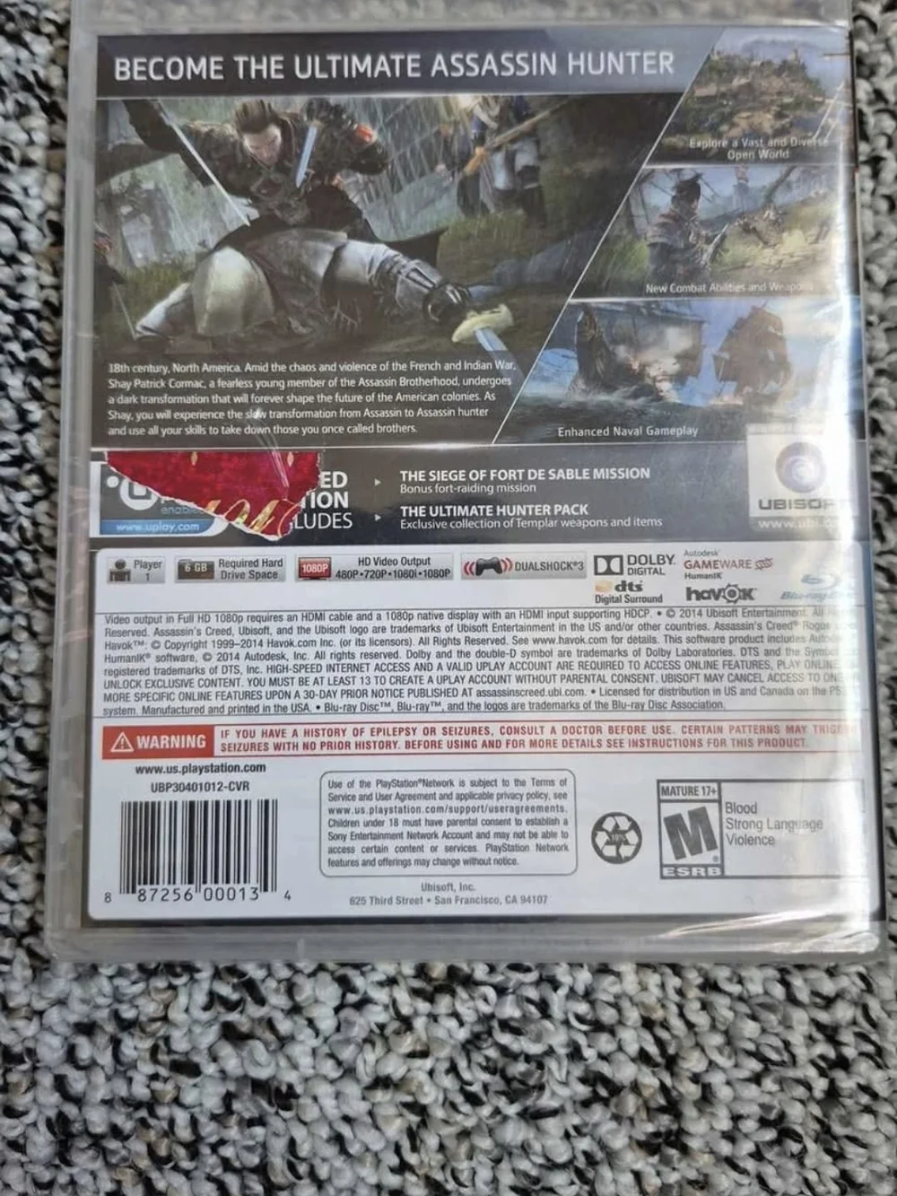 Sony PS3 Assassin's Creed Rogue – Black & Red Cover Art
